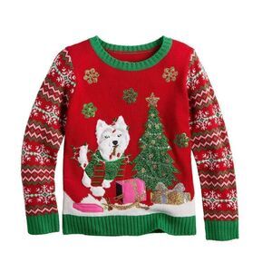 33 Degrees long sleeve crewneck Dog with Treats Christmas sweater.